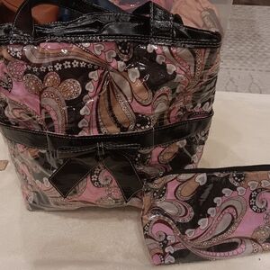Stylish Black and Pink Paisley Tote Bag Set